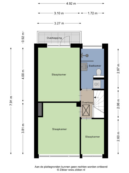 House floor plan with rooms labeled in Dutch.