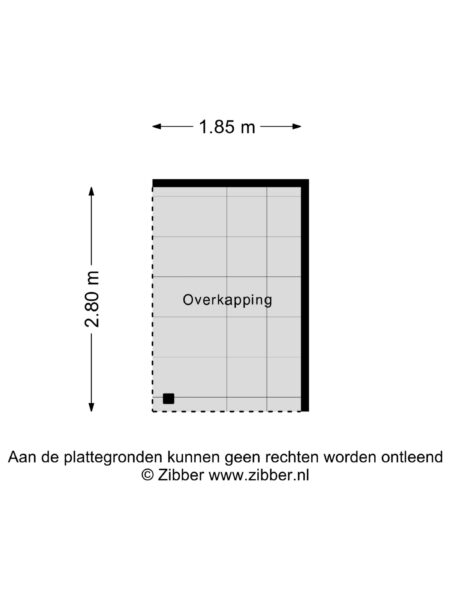 Covered patio floor plan, 1.85m x 2.80m