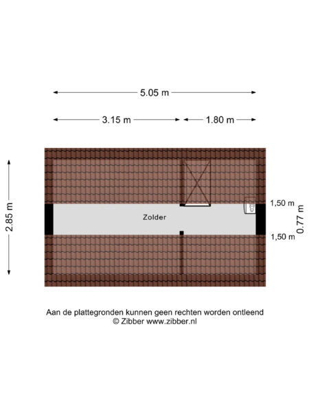 Attic floor plan with dimensions labeled.