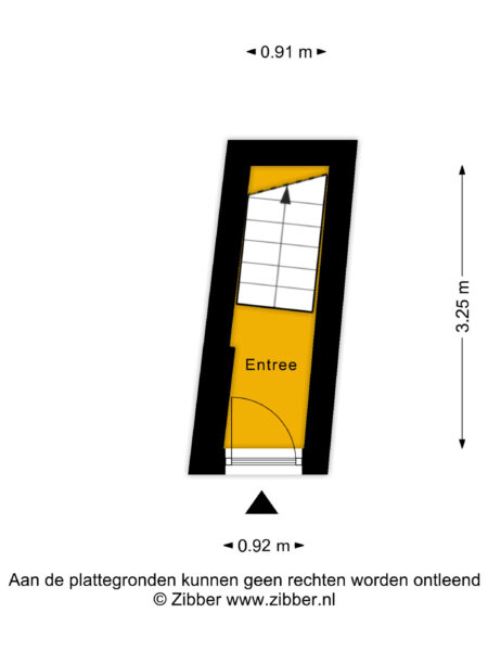 Narrow entryway floor plan with measurements.