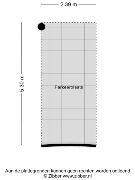 Parking space layout with dimensions 2.39m by 5.30m.
