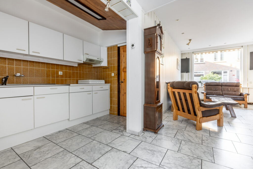 Kitchen and living room with vintage furniture