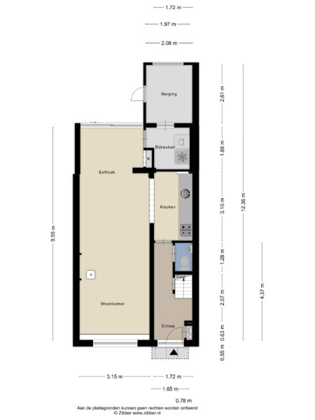 First floor plan with labeled rooms and measurements.