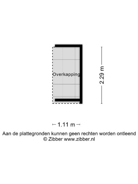 Floor plan with dimensions 1.11m x 2.29m