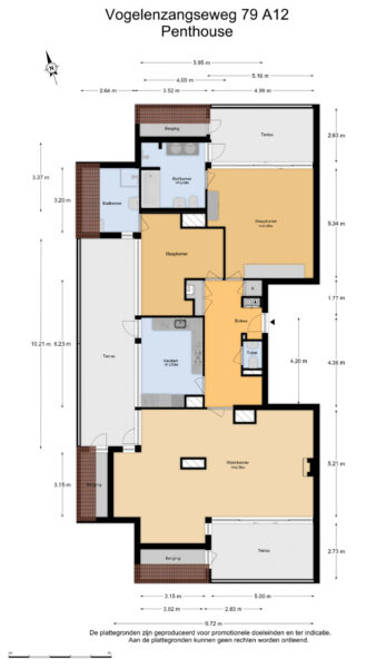 Penthouse floor plan, Vogelzangseweg 79 A12.