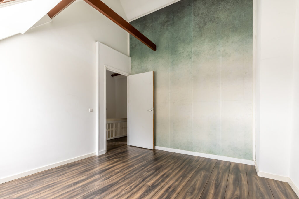 Minimalist empty room with wooden floor