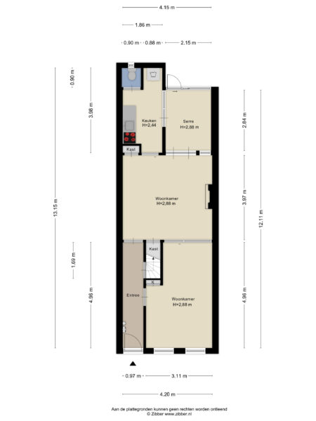 Floor plan of a house with measurements.