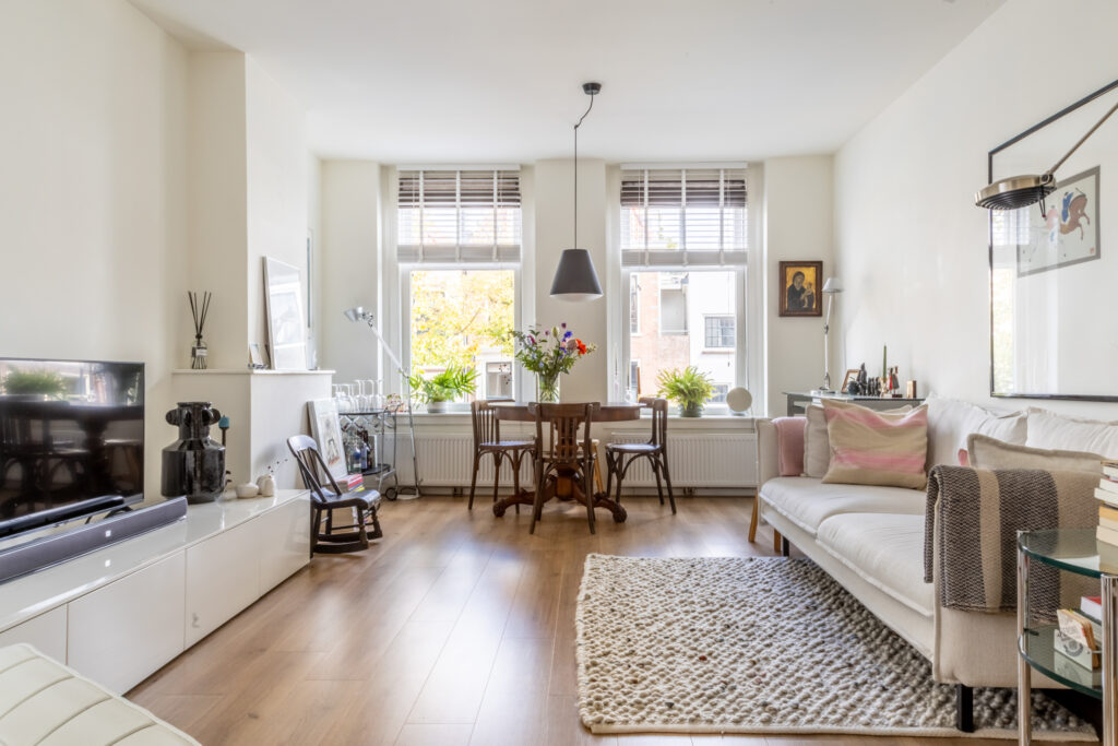 Bright modern living room with wooden floor