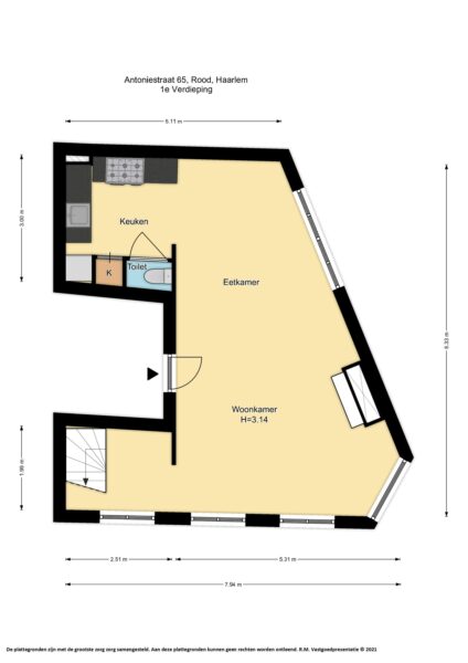 antoniestraat 65rd, haarlem – plattegrond