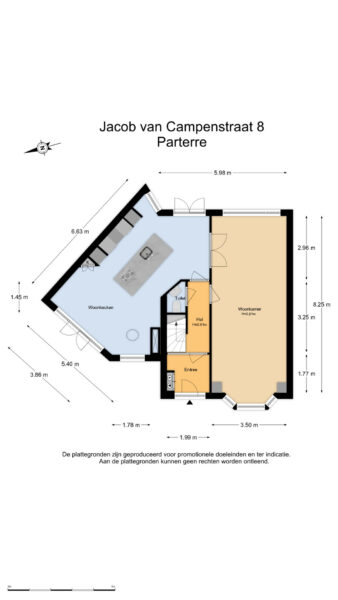 Floor plan for Jacob van Campenstraat 8 apartment