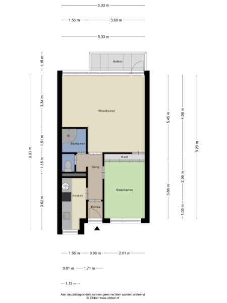 Apartment floor plan layout with labeled rooms.