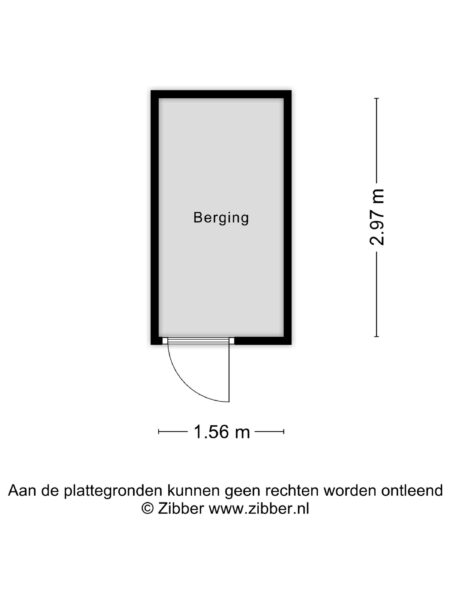 Storage room floor plan with dimensions.