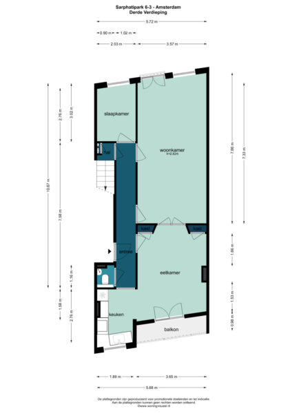 Floor plan of Amsterdam apartment layout.
