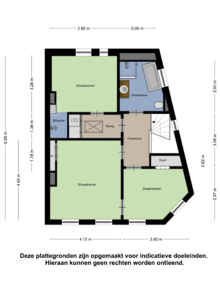 Floor plan with bedroom and bathroom layout.