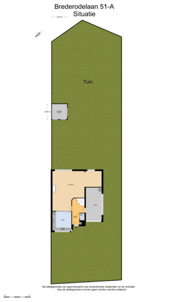 Floor plan with garden and garage layout.