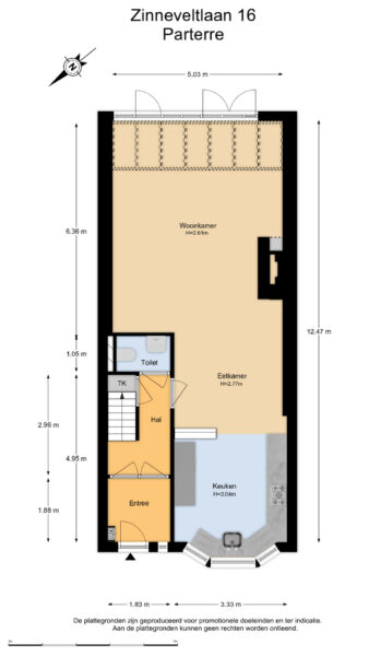 Floor plan of a house with measurements.