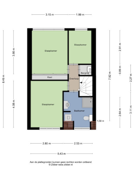 Floor plan: bedrooms, bathroom, storage, dimensions labeled.