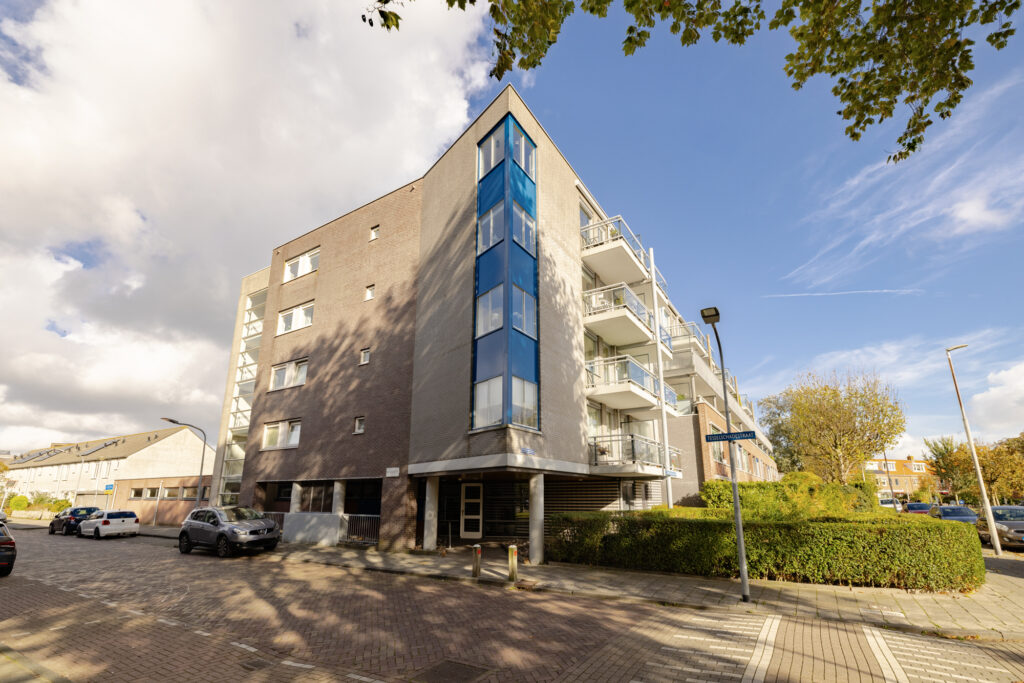 Modern residential building under blue sky