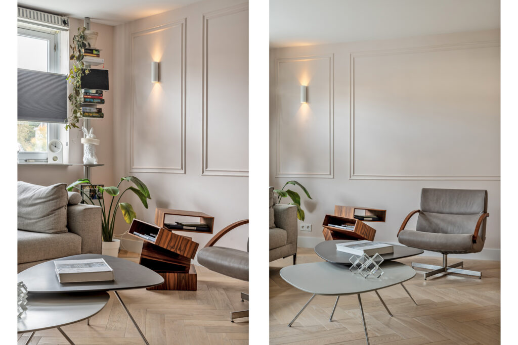 Modern living room with elegant furniture and decor.