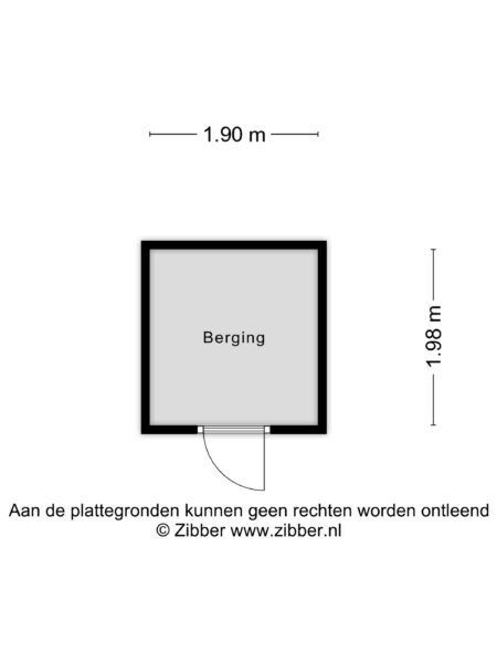 Room floor plan with dimensions 1.90m by 1.98m.
