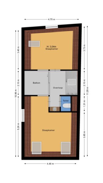 Floor plan with dimensions and labeled rooms