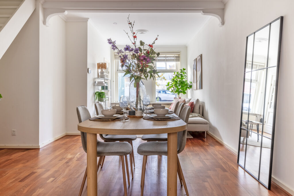 Modern dining room with elegant table setup