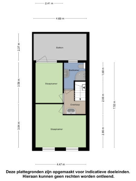 Floor plan with two bedrooms and balcony.