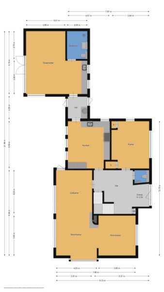 House floor plan with room dimensions