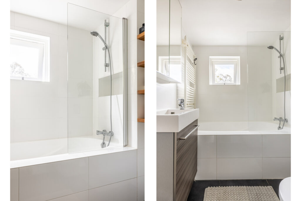Modern bathroom with shower and sink