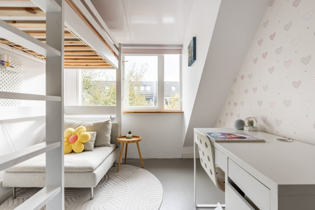 Cozy bedroom with bunk bed and desk