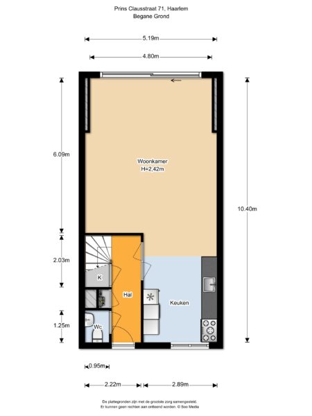 Floor plan of a house's ground floor.