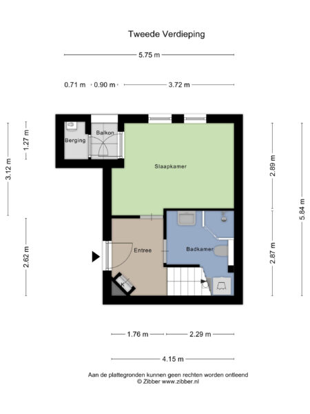 Second floor layout with bedroom and bathroom.