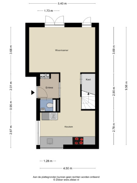 Apartment floor plan with measurements and layout.