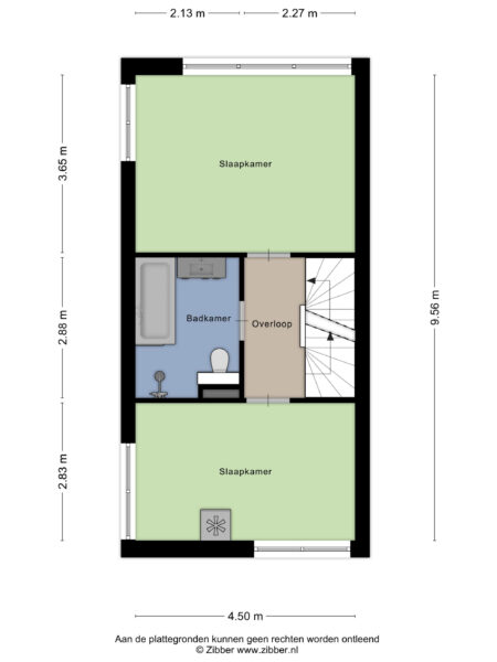 Floor plan with bedrooms, bathroom, hallway.