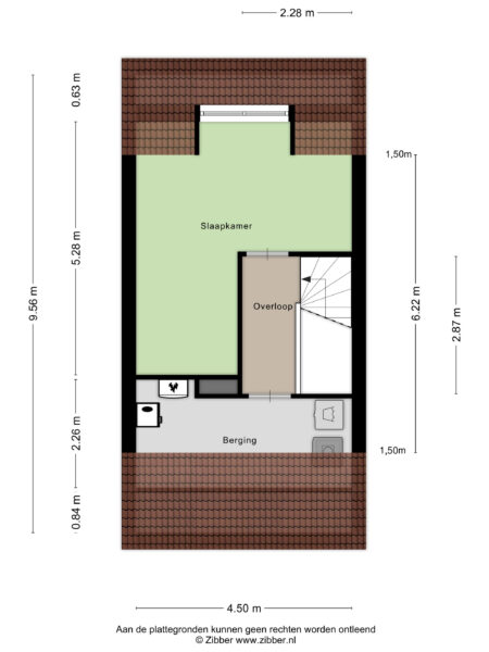 House attic floor plan with measurements.