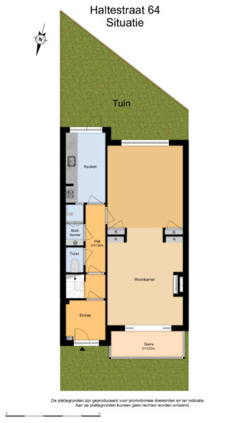 Floor plan of a house with garden layout.
