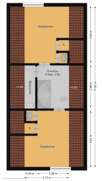 Floor plan with bedrooms and stairway.