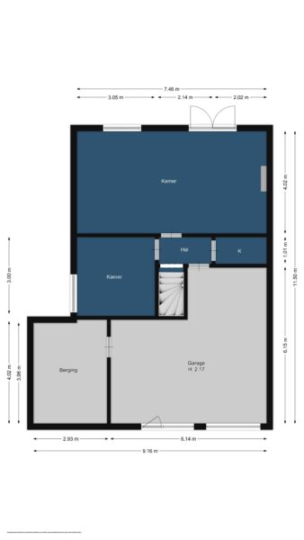 House floor plan with measurements and room labels.