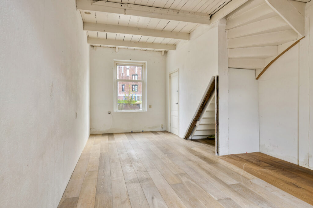 Empty room with wooden floor and staircase