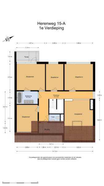 Floor plan of Herenweg 15-A first floor.