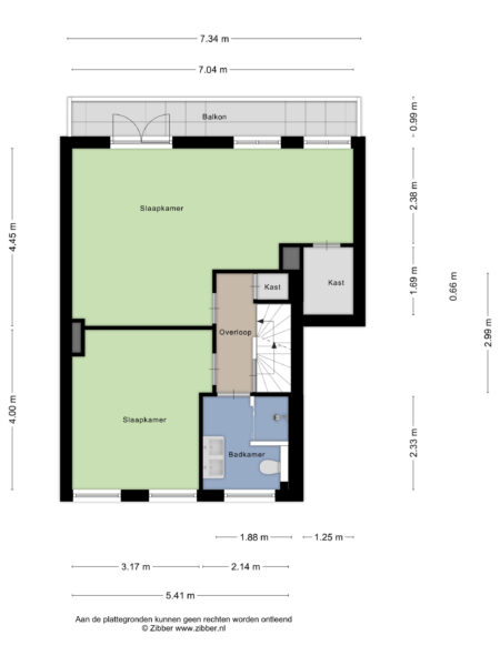 Second-floor apartment layout with balcony and rooms.