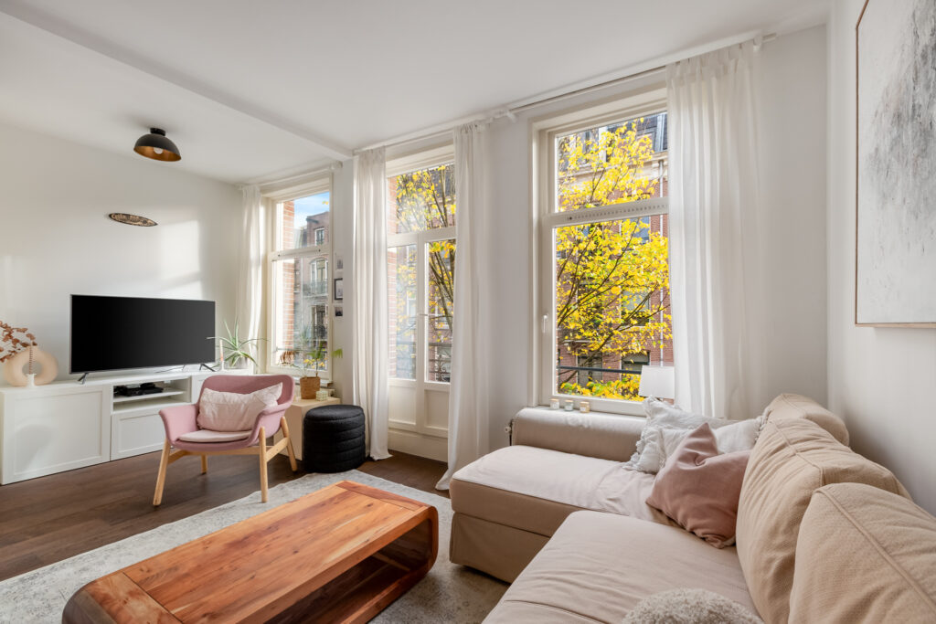 Bright living room with modern furniture