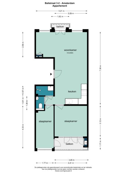 Apartment floor plan in Amsterdam.