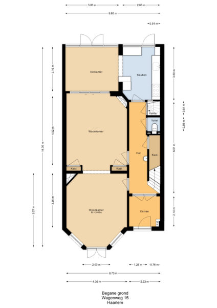 Ground floor blueprint, Wagenweg 15, Haarlem.