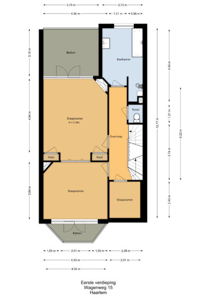 Floor plan of a house with dimensions.