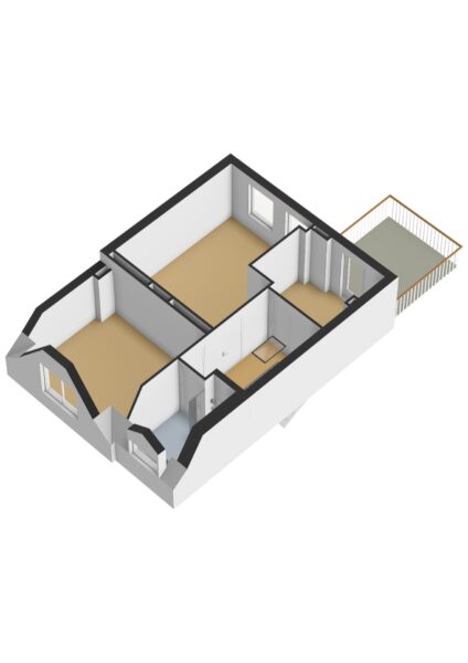 3D apartment floor plan with balcony