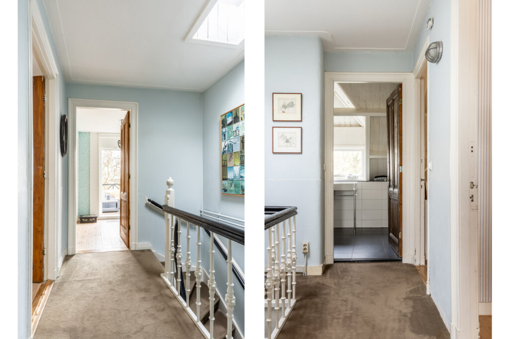 Bright hallway with doors leading to rooms