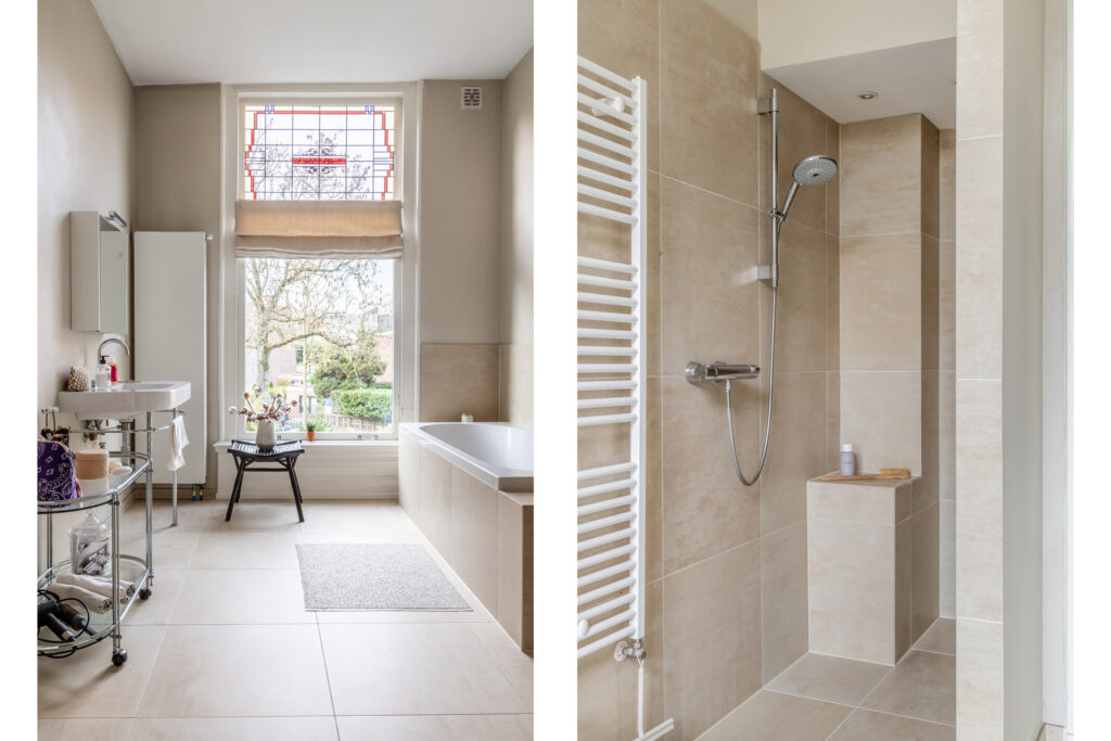 Modern bathroom with shower and bathtub