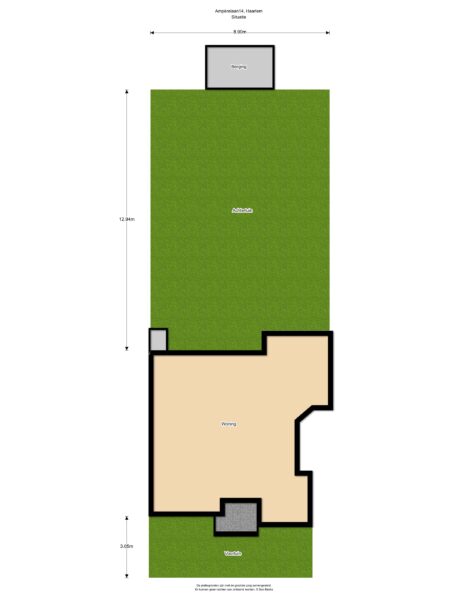 Floor plan of garden with dimensions.