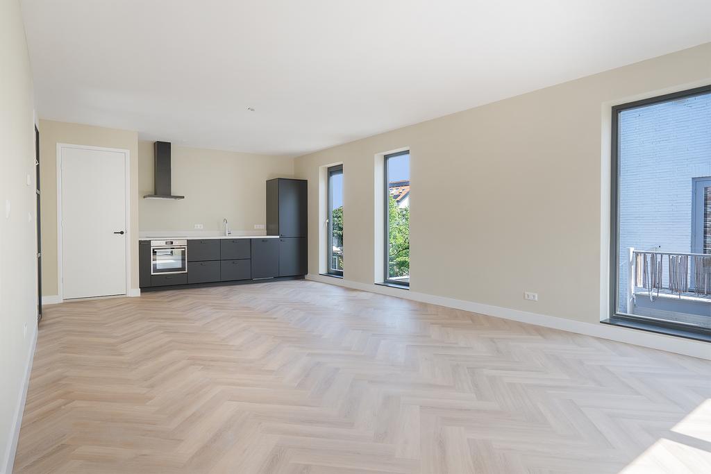Spacious empty apartment with modern kitchen